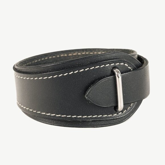 Hermes Black Leather Wide Wrap Bracelet - Picture 3 of 8